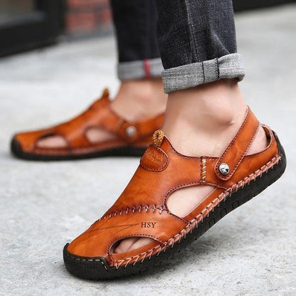 Men's Brown Water Shoes Closed Toe Fisherman Sandals - Luxivelle