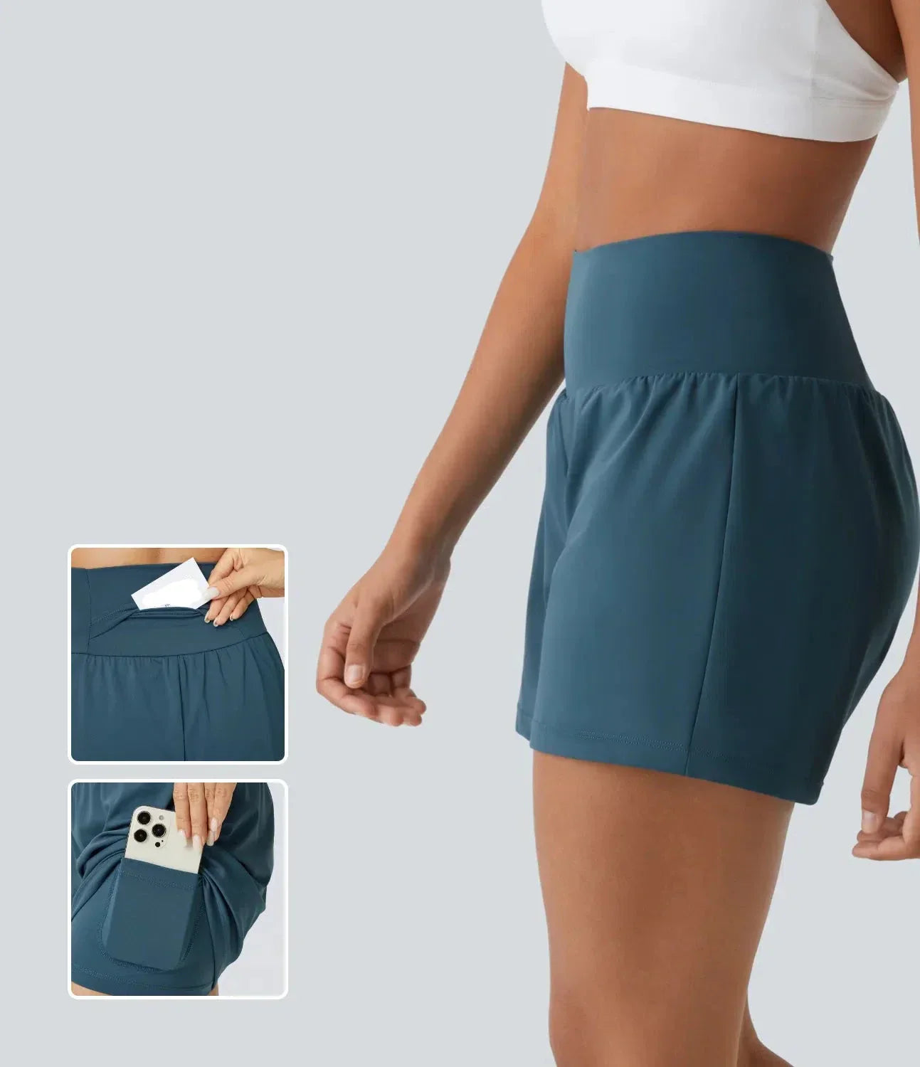 Margarethe Yoga Shorts - 2-in-1 High Waist with Pockets, Breathable Fabric-1