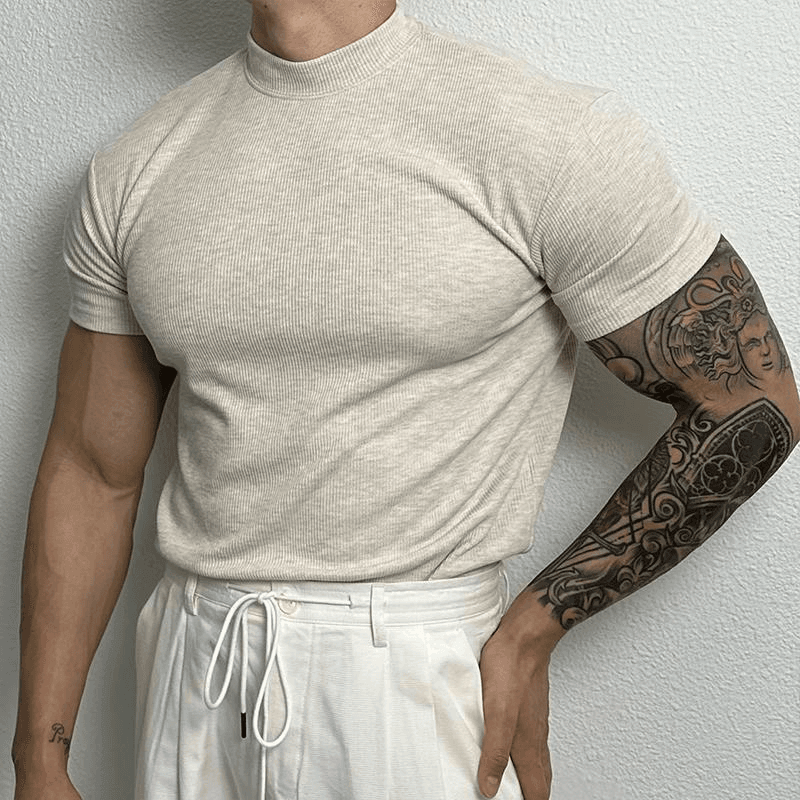 Slim Fit Crew Neck Knit Shirt