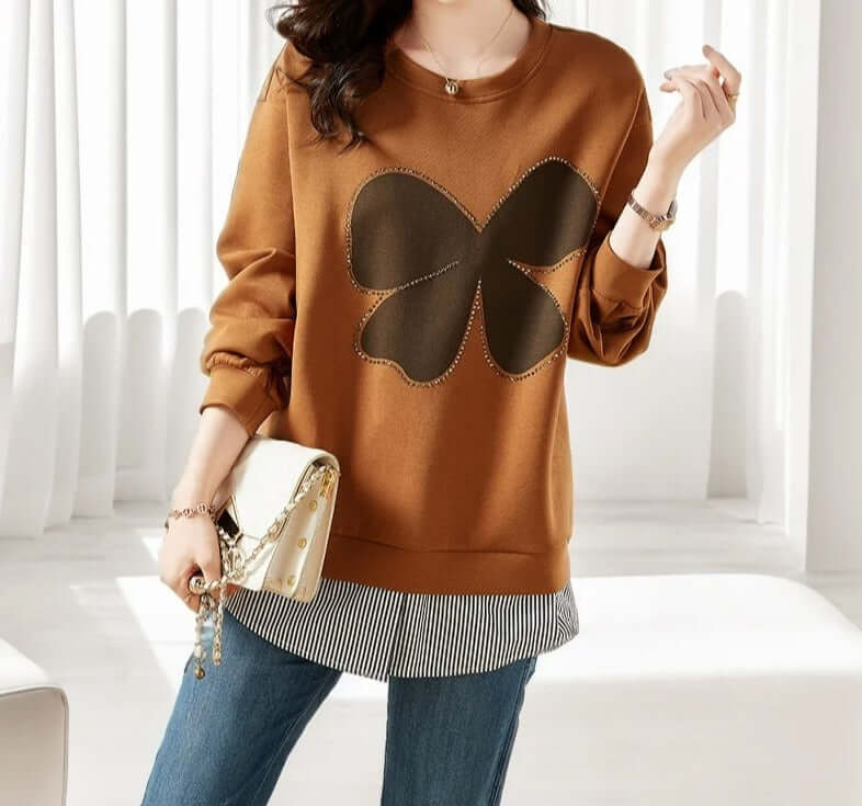 Sparkly Crew Neck Women's Sweater - Luxivelle
