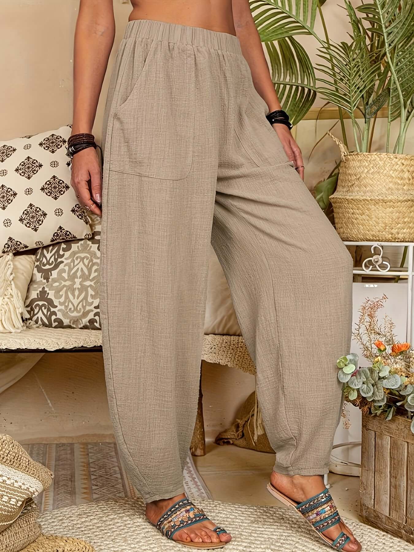 Comfortable Women's Linen Pants with Pockets - Luxivelle