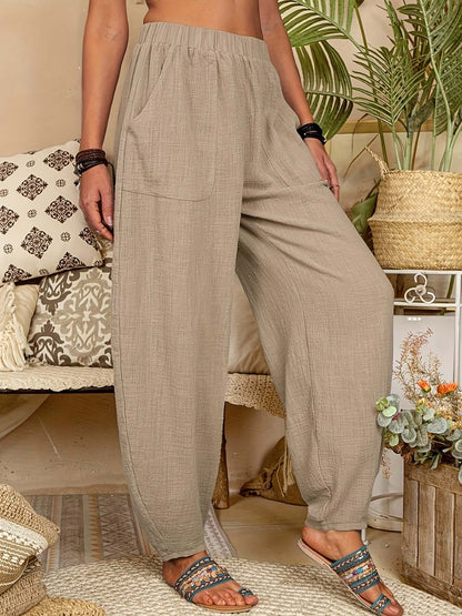 Comfortable Women's Linen Pants with Pockets - Luxivelle