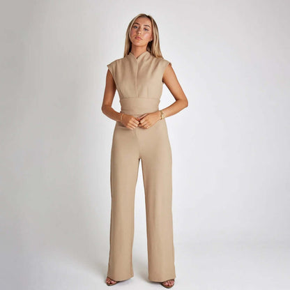 Strapless Flowy Pants Jumpsuit with Belt