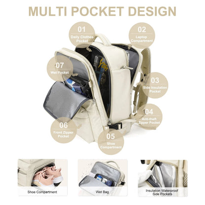 Waterproof Hiking Backpack for Women - Large USB Rucksack