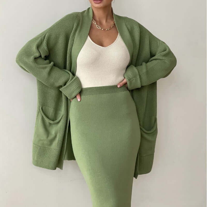 Comfy Knit 2 Piece Skirt Outfit for Women - Luxivelle