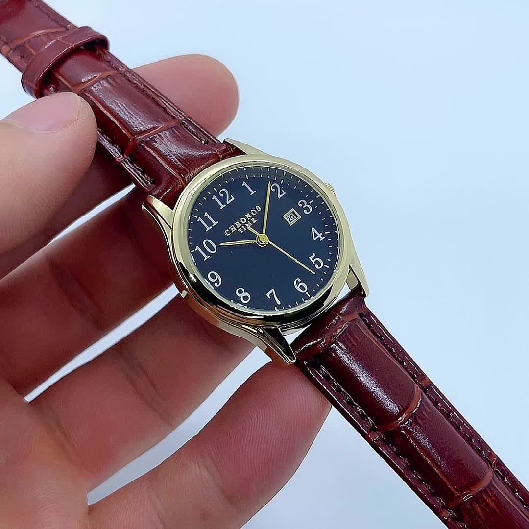 Classic Ladies Quartz Watch with Leather Strap