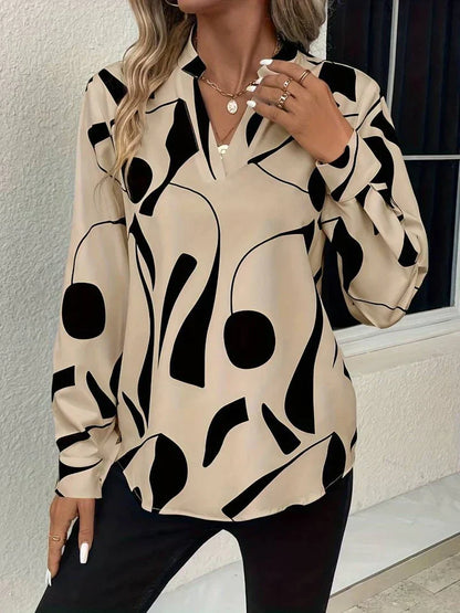 Women's V-Neck Floral Pattern Shirt - Luxivelle