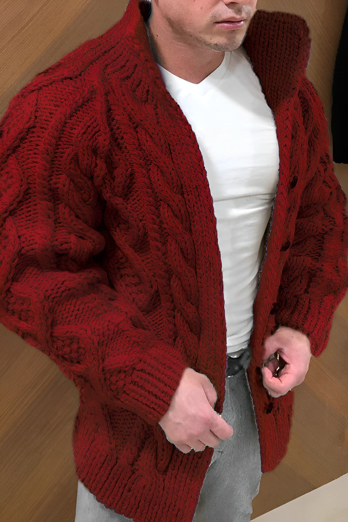 Men's Open Front Oversized Cardigan Sweater