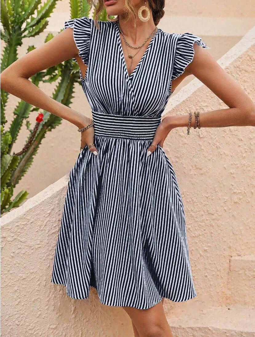 Colorful Floral Short Sleeve Summer Dress - Luxivelle