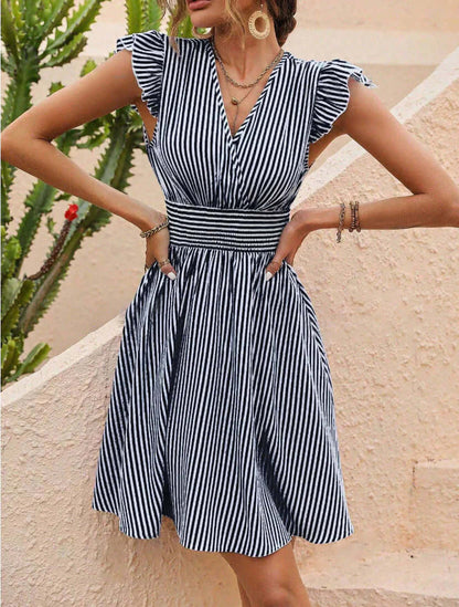 Colorful Floral Short Sleeve Summer Dress - Luxivelle
