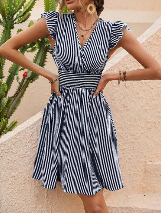 Colorful Floral Short Sleeve Summer Dress - Luxivelle
