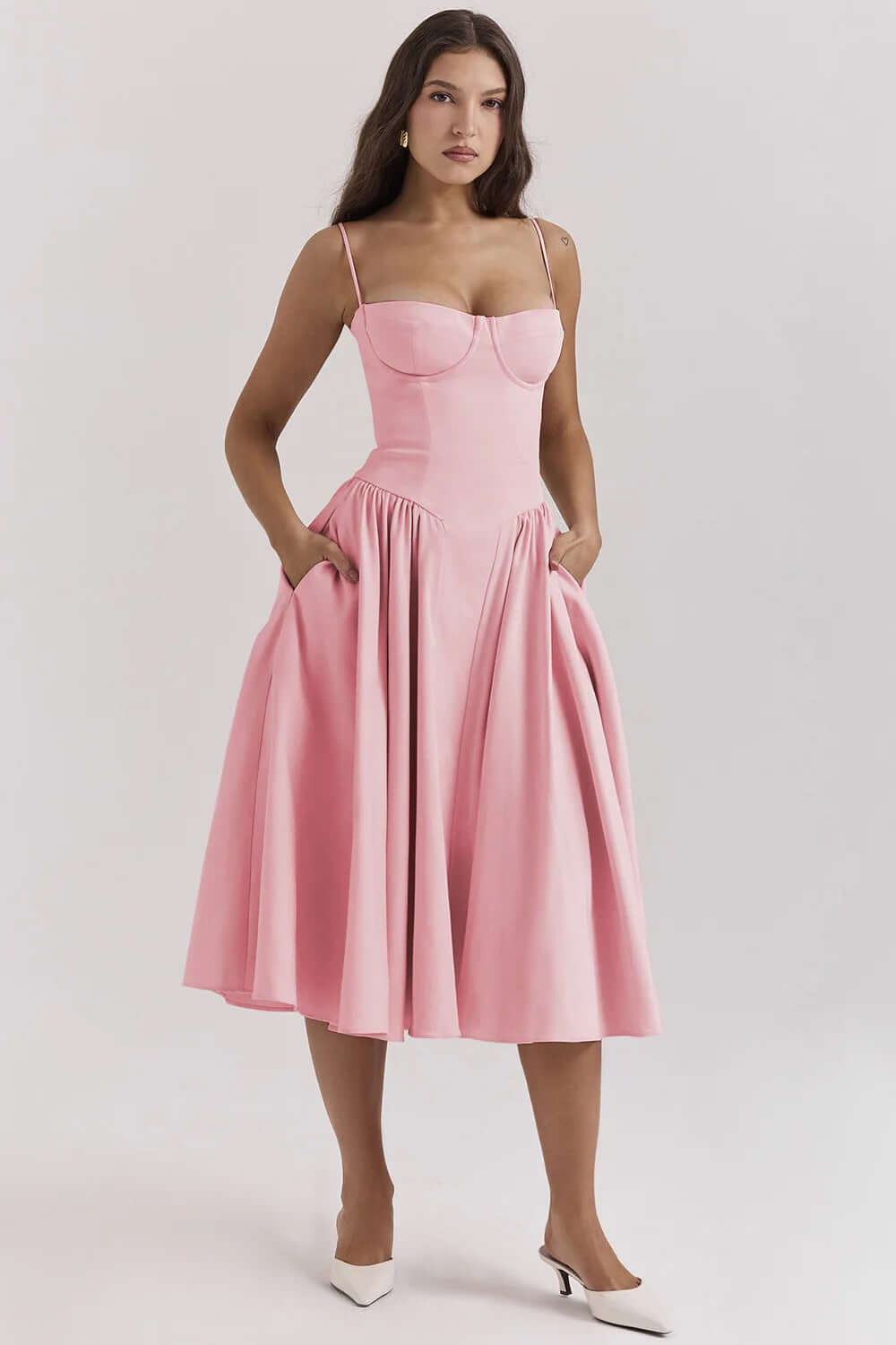 Feminine Strapless Bodycon Mid Length Dress
