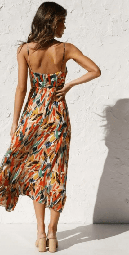 Women's Summer V-Neck Floral Midi Dress