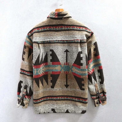 Western Tribal Pattern Denim Jacket