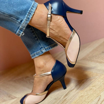 Vibrant Ankle Strap High Heels with Round Toe