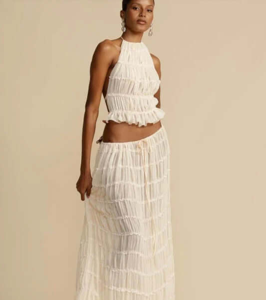 Ladies Summer Tube Top and Skirt Outfit