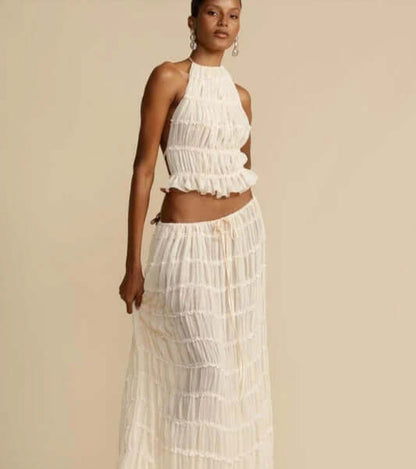 Ladies Summer Tube Top and Skirt Outfit