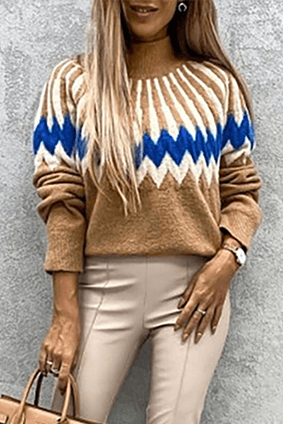 Ladies' Patterned Crew Neck Sweater