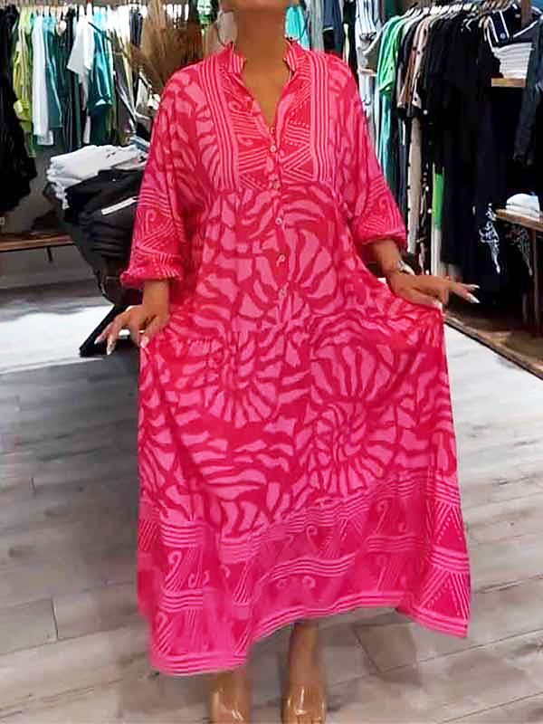 Casual V-neck Floral Maxi Dress for Women