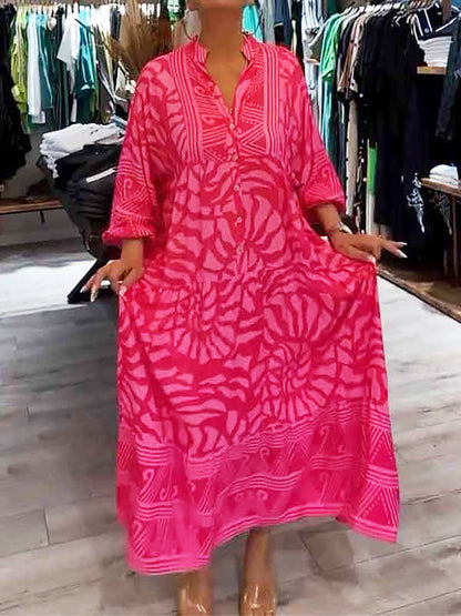 Casual V-neck Floral Maxi Dress for Women
