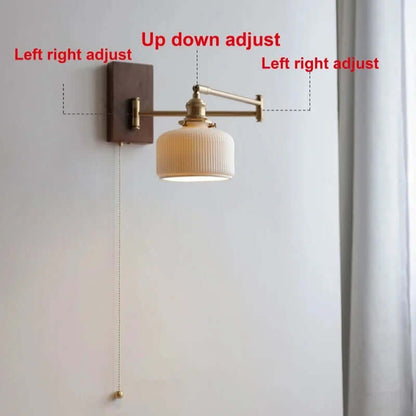 Natural Wood Accent Ceramic Table Lamp