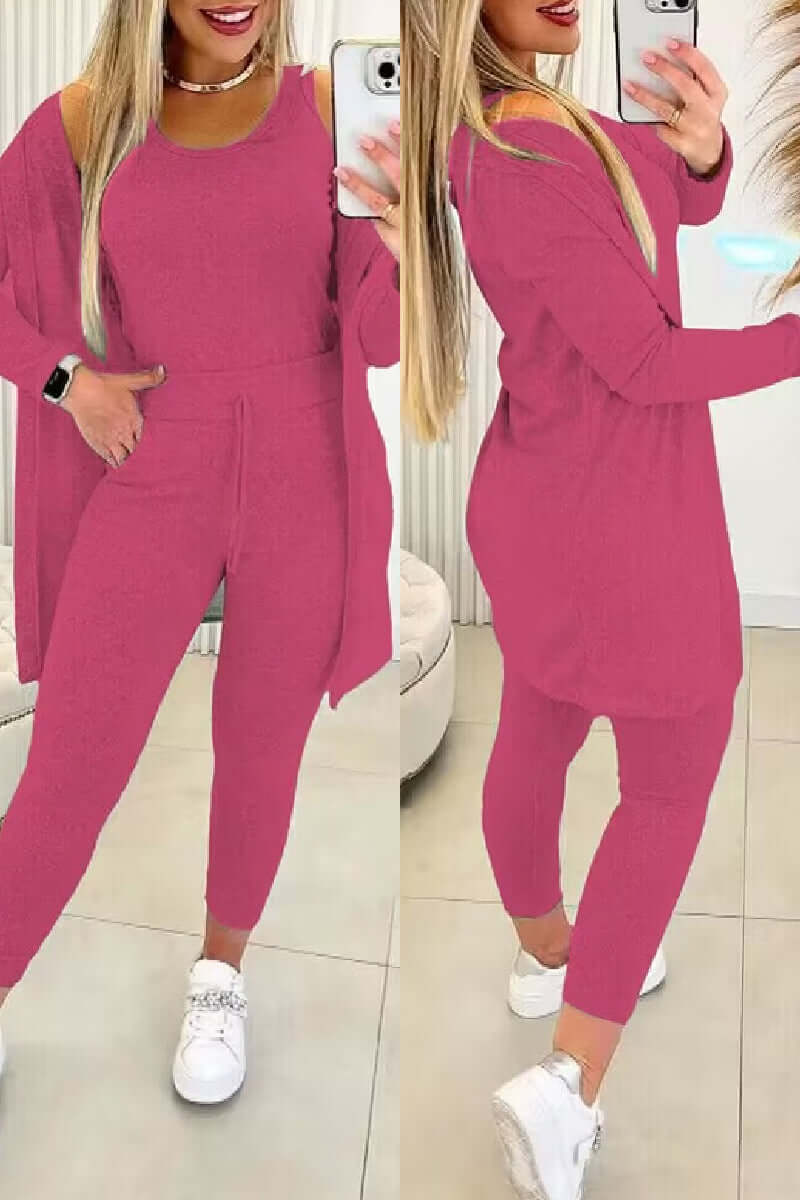 Women's 3-Piece Crew Neck Top & Legging Set