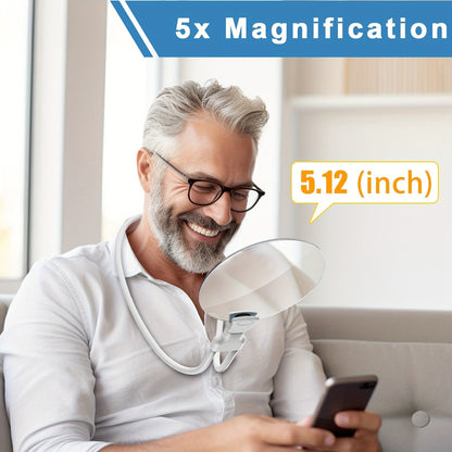 Easy Grip Magnifying Glass - Adjustable Hands Free Reader