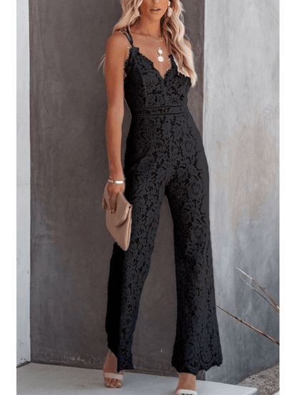 Women's Chic Crochet Open Back Jumpsuit