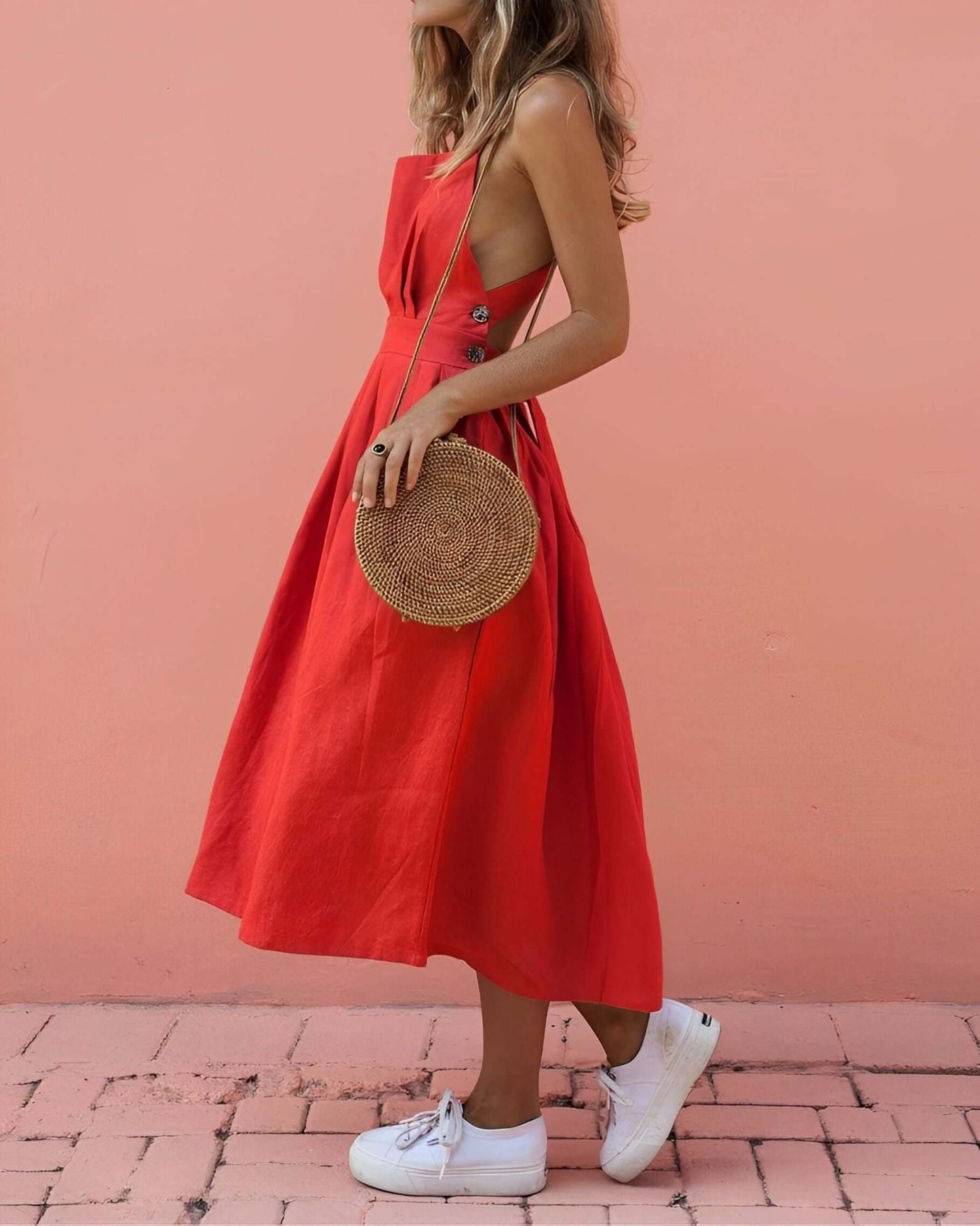 Comfortable Fit Halter Neck Summer Dress - Luxivelle