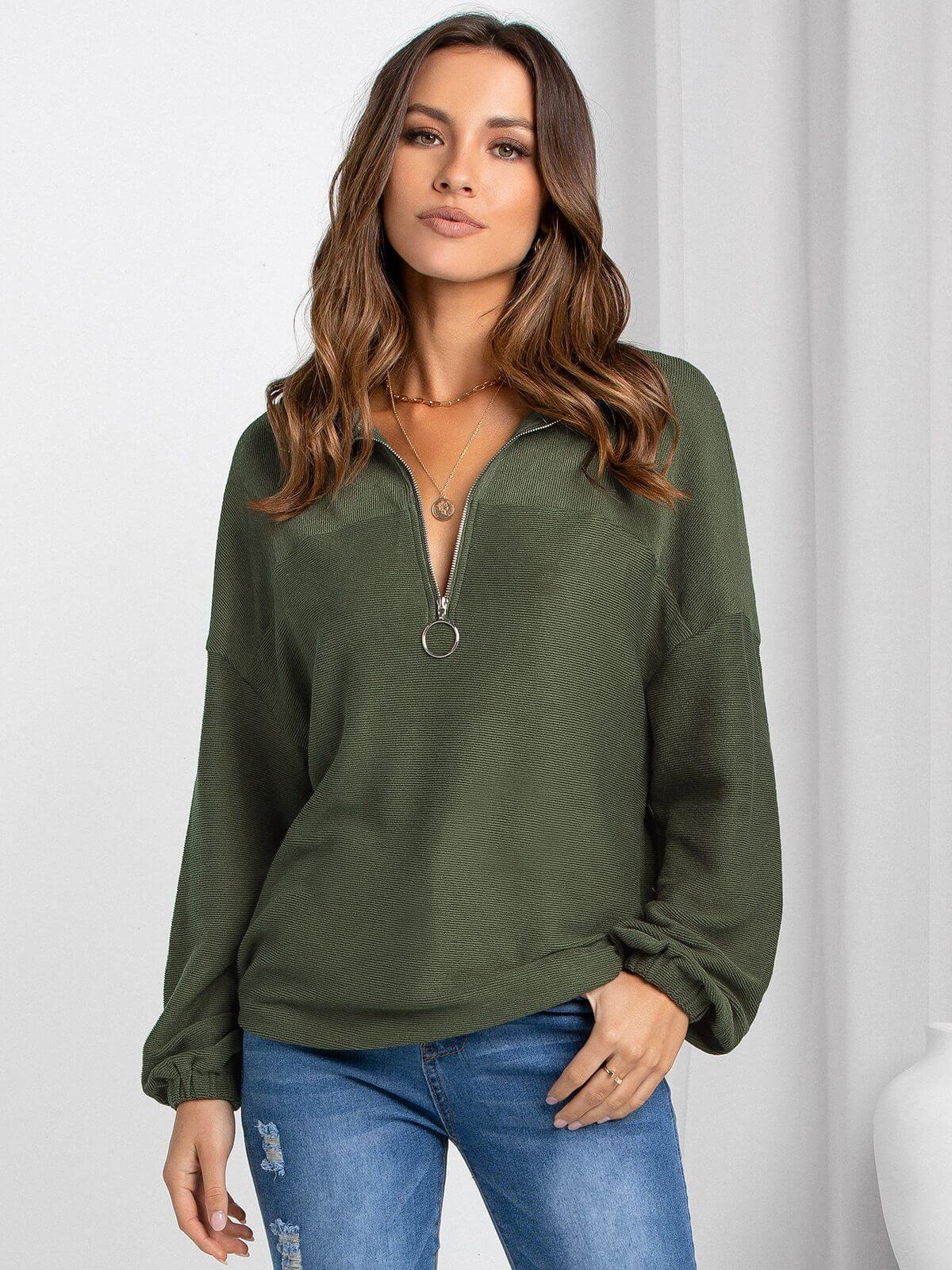Relaxed Fit Cozy Half Zip Sweater