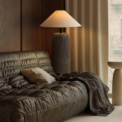 Traditional Wooden Table Lamp with Metal Details