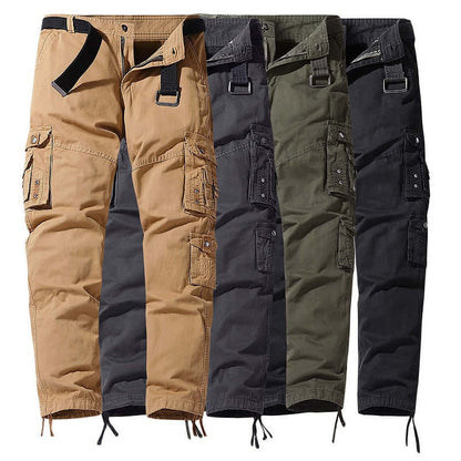 Comfortable Fit Casual Cargo Pants with Elastic Cuffs