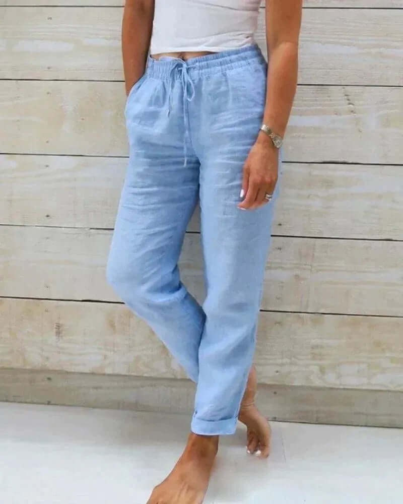 Ladies Comfortable Loose Fit Linen Pants