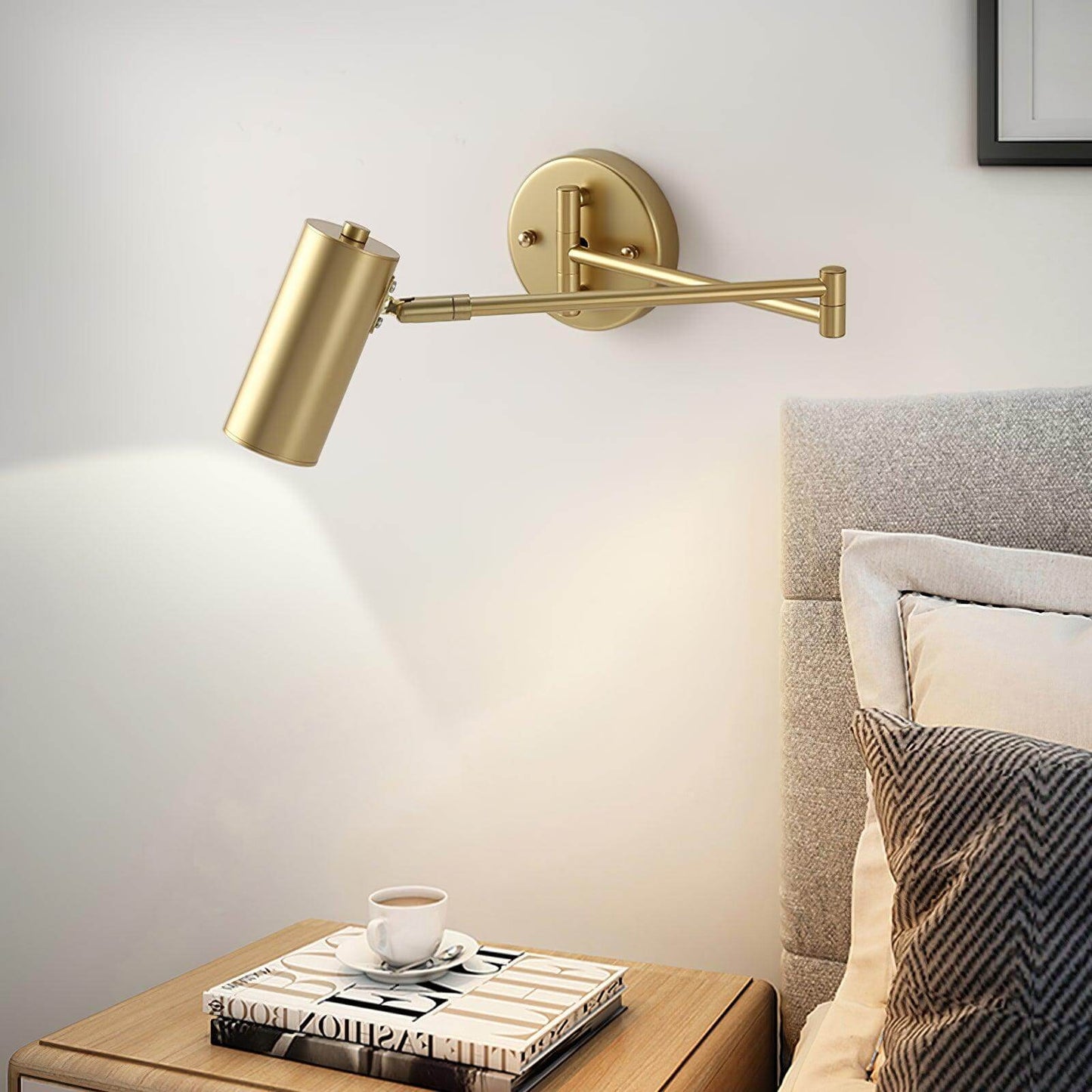 Flexible Brushed Steel LED Wall Light with Arm