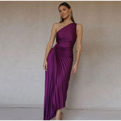 Asymmetrical Ruffled Formal Gown - Luxivelle