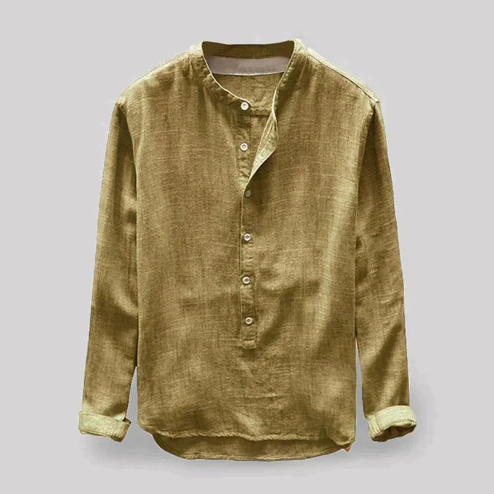 Casual Fit Button Front Henley Shirt