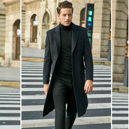 Classic Men's Overcoat with Lapel Collar