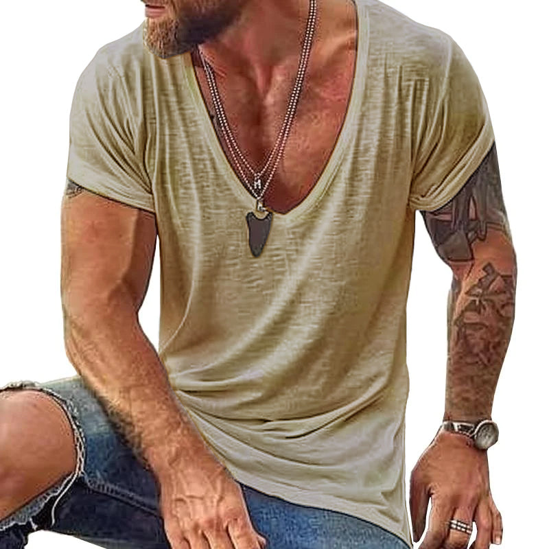 Men's Breathable V-Neck Casual Summer Tee Shirt