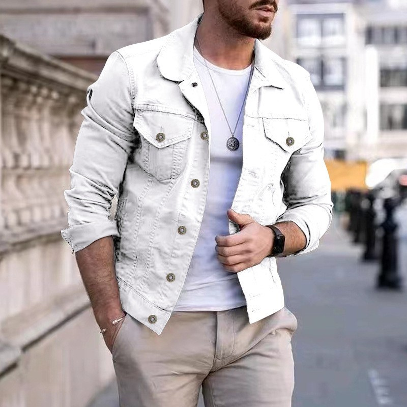 Simple Solid Colour Mens Jacket with Slim Fit