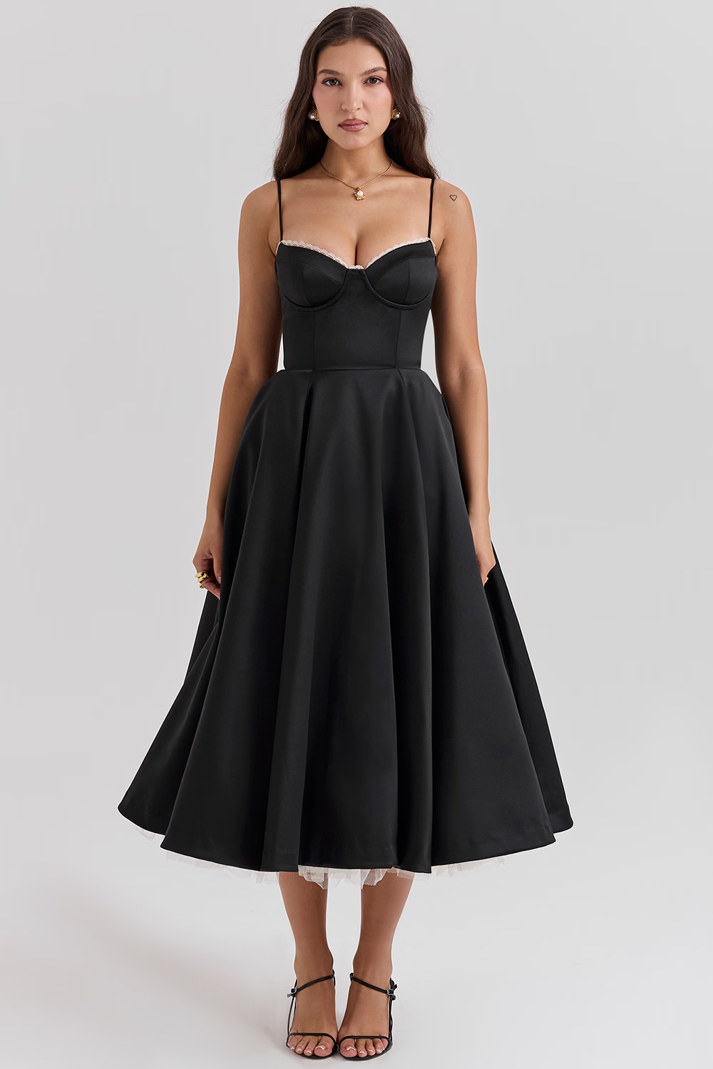 Kayla | Gorgeous Shiny Waisted Midi Dress