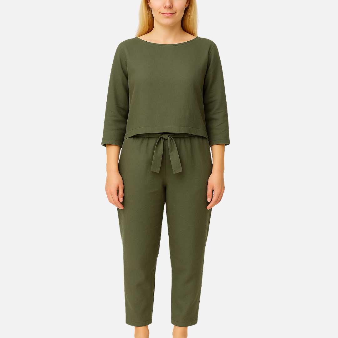 Women's Linen Co-ord Set - Breathable Summer Top & Trousers