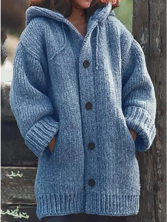 Warm Women's Layered Cardigan with Hood