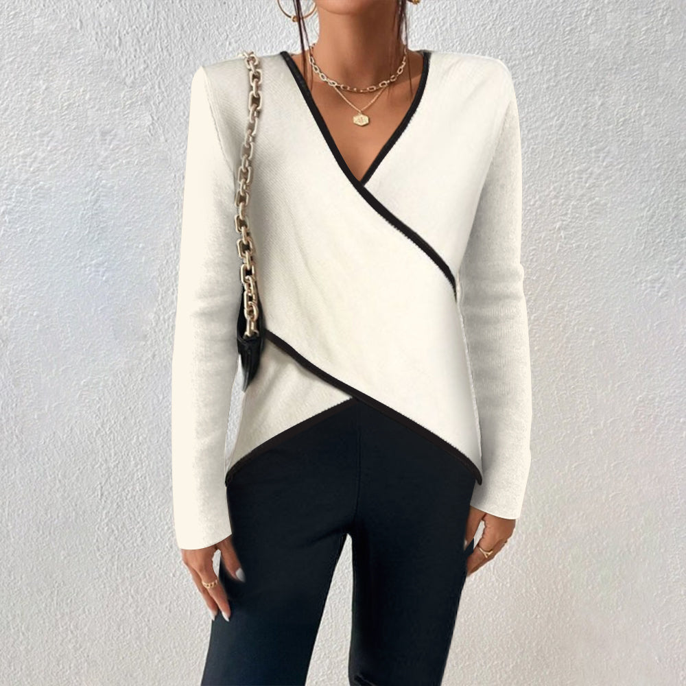 Ladies' Classic V-Neck Long-Sleeve Shirt - Luxivelle