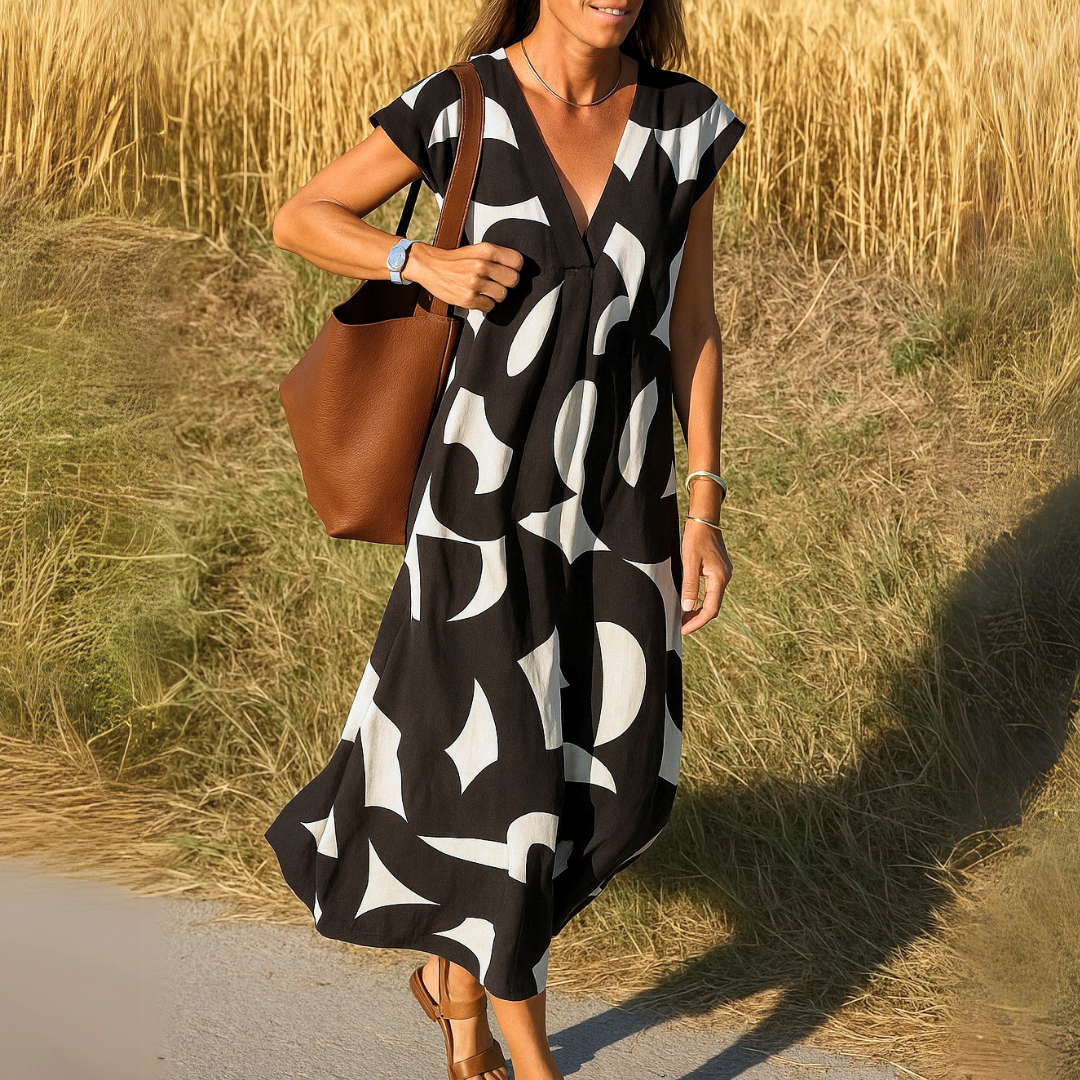 Elegant V Neckline Summer Dress