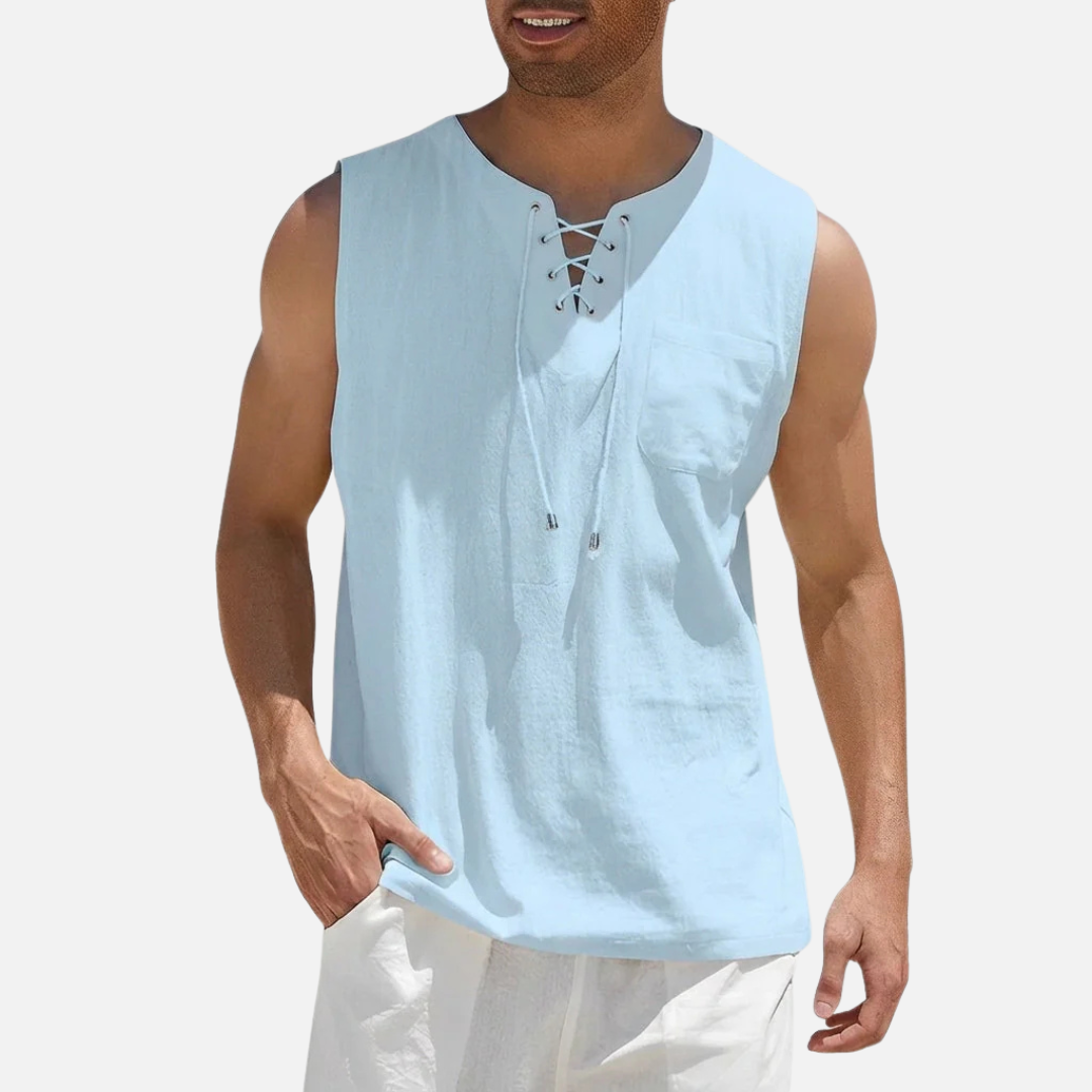 Men’s Sleeveless Tank Top Lace-Up