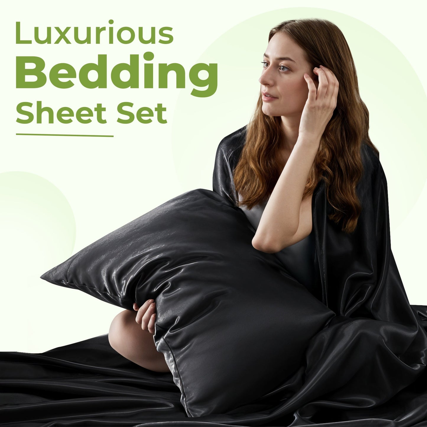 Soft Satin Bed Sheets - Full Size Sheet Set with Extra Deep Pockets
