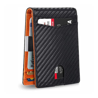 Secure Slim Travel Wallet – Black Leather Fold for Men