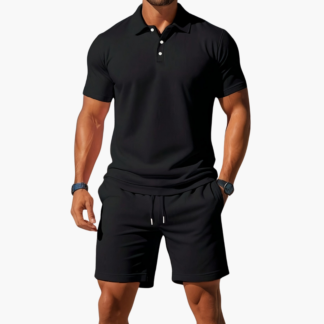 Men's Classic Cotton Polo Shirt and Shorts Set