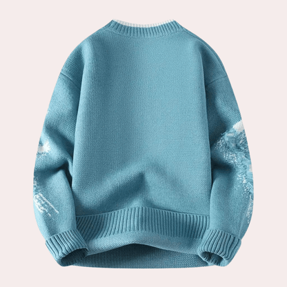 Rugged Textured Crew Neck Sweater