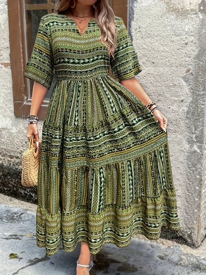 Vibrant Global Inspired Floral Maxi Dress